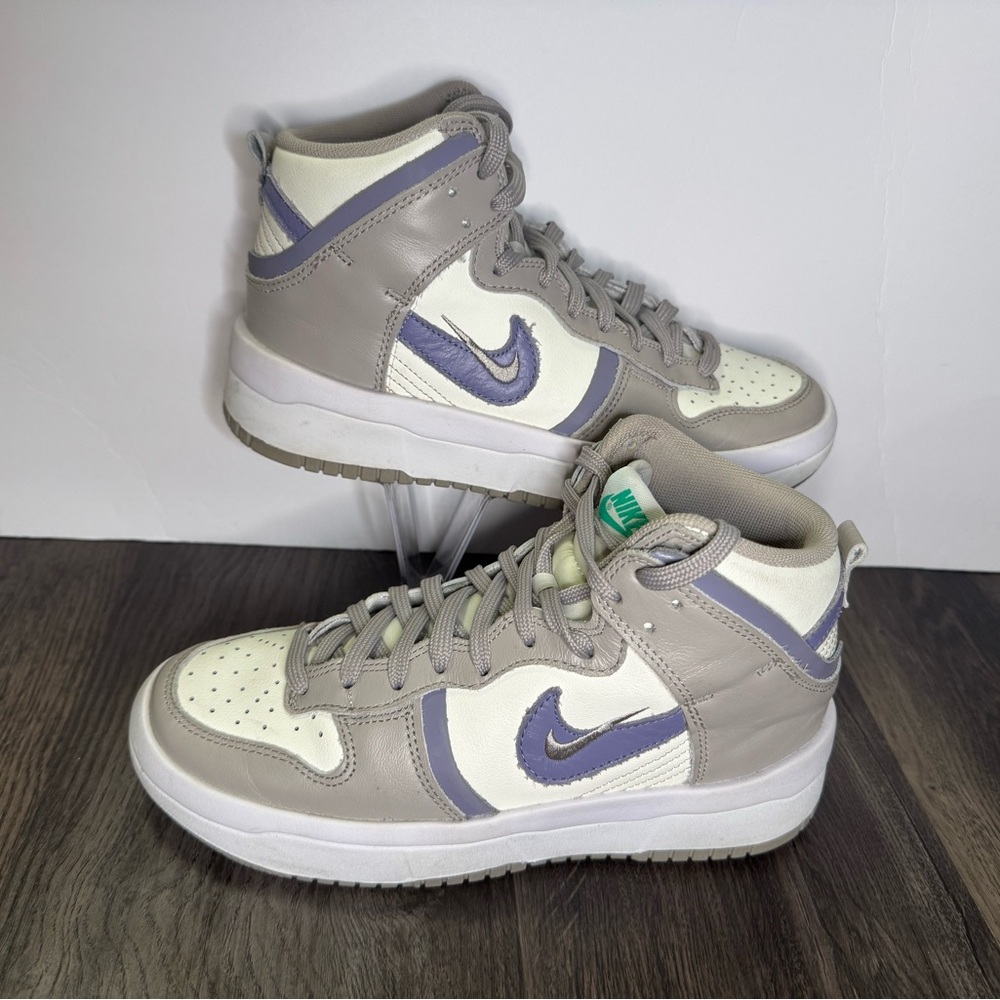 🔥Nike Womens Dunk High Up Grey Lace-Up Running Sneaker Shoes Size 6.5 IY